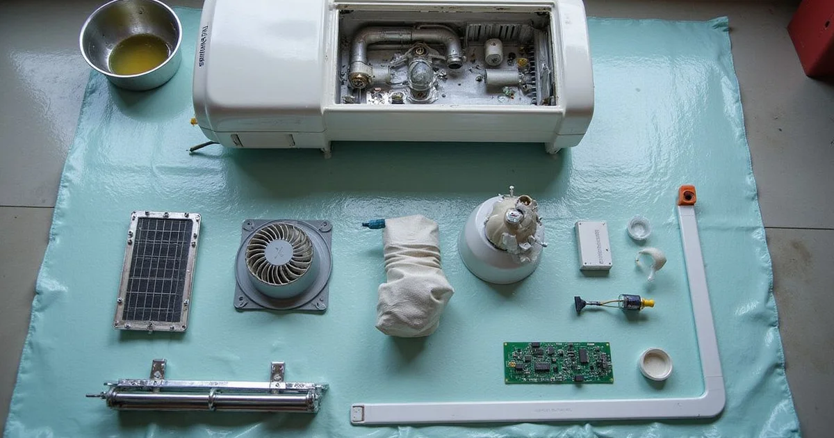 Complete aircond chemical overhaul with dismantled components