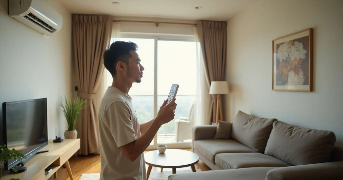 Person checking warm air from aircond that is not cooling