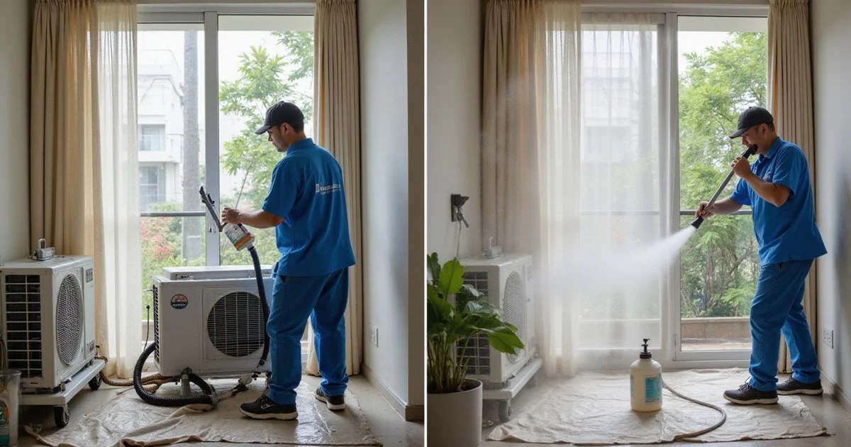 Comparison of standard cleaning vs chemical wash for air conditioners