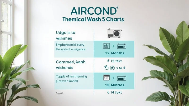 Aircond chemical wash frequency chart showing residential and commercial schedules based on daily usage hours